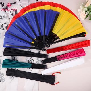 < zhuliye789 > Võ thuật Trung Quốc Kung Fu Fan Tai Chi Dance Fan Quạt gấp sân khấu bằng nhựa Quạt màu trơn Chống đỡ ảnh