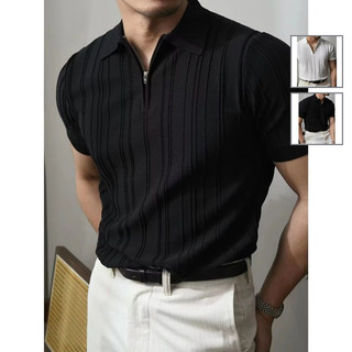 Áo polo Slim Fit màu trắng sành điệu có dây kéo YKK bền bỉ - Thiết yếu mùa hè