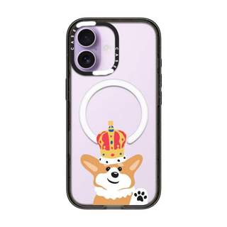 CASECASE X Crown Corgi Black Edge Clear Hard Từ Hút Tác Động Dành Cho Apple IPhone 12 13 14 15 16 17 Pro Max Air Plus Có Hộp