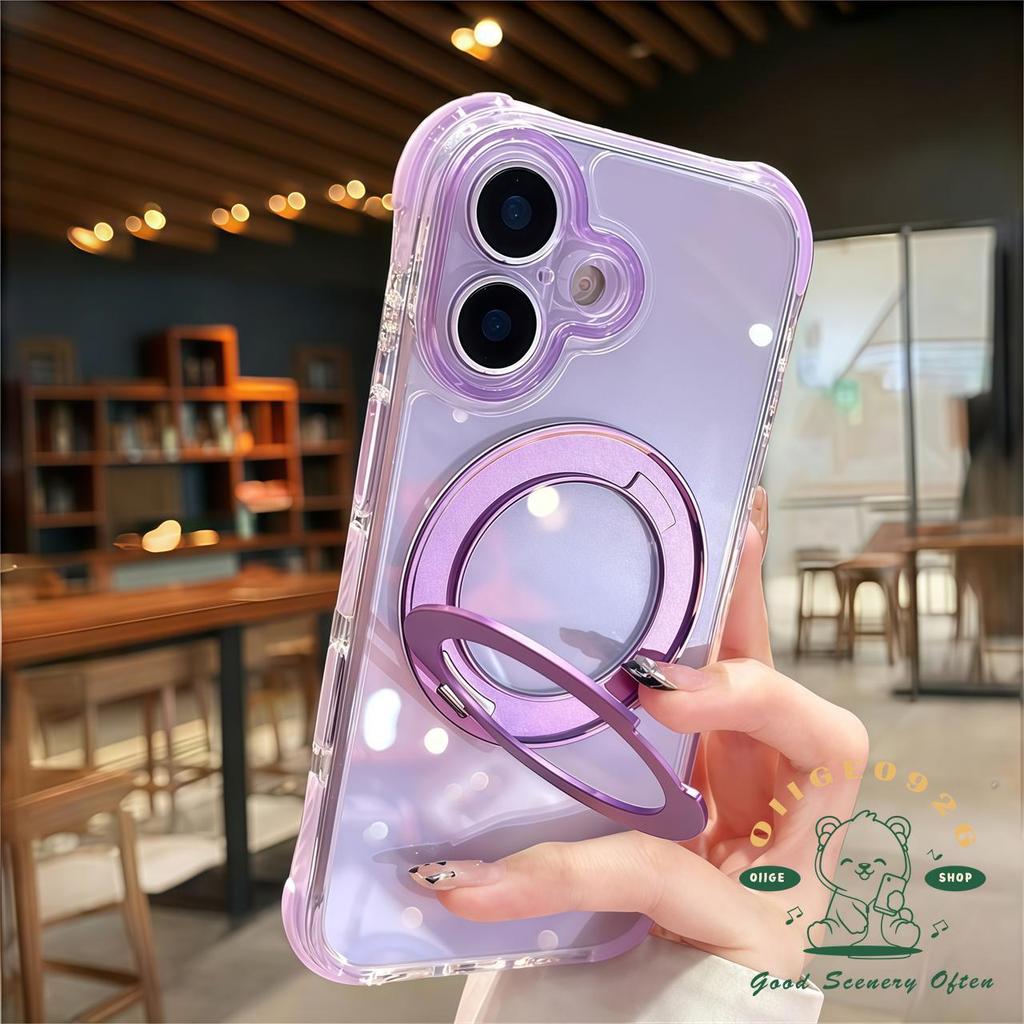 【 Ốp lưng iPhone17 】 Túi khí đá pha lê giá đỡ từ tính Vỏ điện thoại iphone17 Pro Max 16 cho vỏ iPhone Vỏ mềm silicon TPU chống sốc