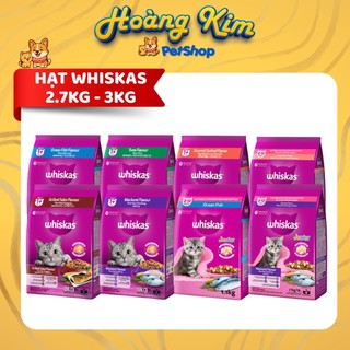 [ 2,7kg - 3kg ] Hạt Whiskas 8 vị lựa chọn. Thức ăn "Hạt có nhân" cho Mèo Con và Mèo Trưởng Thành