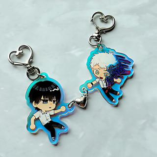 Adorable TSHD Blue Anime Keychain Charms - Hikaru & Yoshiki Pair Design | Magnetic Acrylic for Friends or Couples