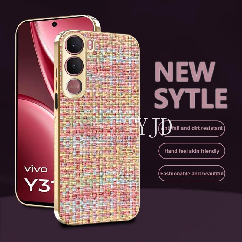 Ốp YJD Cho Vivo Y31 Y21d Giỏ Phong Cách Nữ Dệt Khung Mạ Điện Chống Rơi Vỏ Điện Thoại