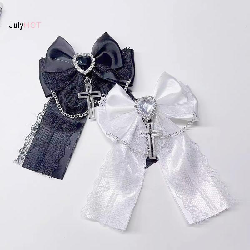 JULYHOT Nữ Ren Nơ Gothic Chữ Thập Kẹp Tóc Nữ Đuôi Ngựa Kẹp Phụ Kiện Tóc Massivedeals