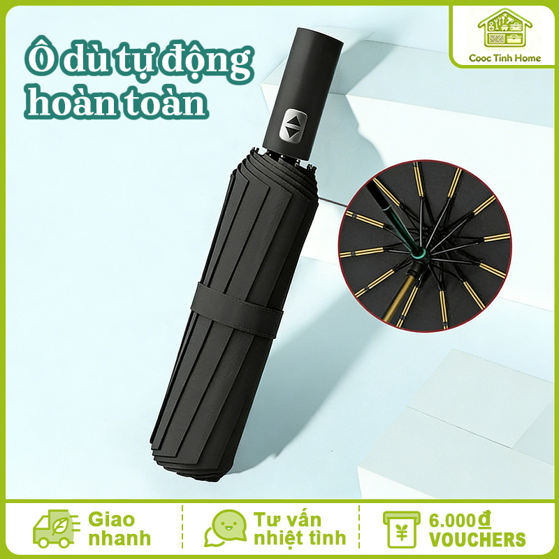 Ô Dù Tự động 24nan, Kích Thước Lớn 106cm, Chống Tia UV & Gió, Mở/gấp 1 Nút ấn, Vải 2 Lớp Chống Nắng Mưa Ngoài Trời