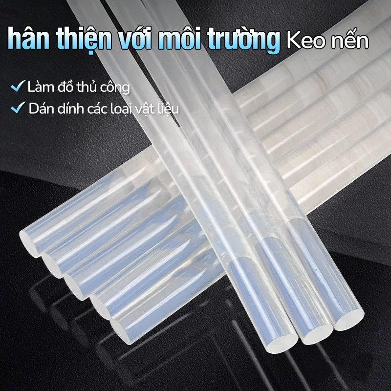Keo nến nhỏ 0.7 * 25cm siêu dính, bó 50 cây trong suốt - Hàng tốt đa năng, chuyên dùng cho thủ công mỹ nghệ và trang trí