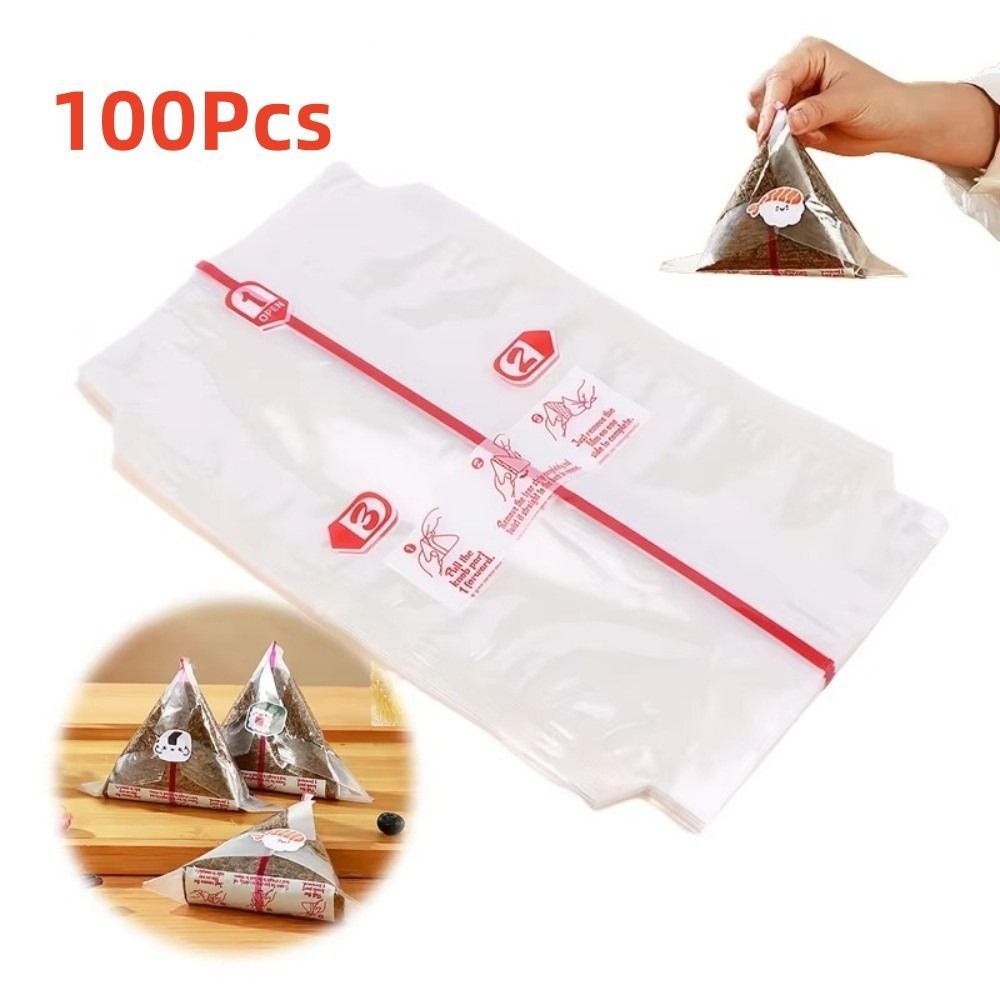 ICUCKO 100 Chiếc Túi Sushi Onigiri, Nori Nori Rong Biển Onigiri Tam Giác Cơm Túi Đóng Gói, Túi Nhựa Bọc Dùng Một Lần PP Hai Lớp