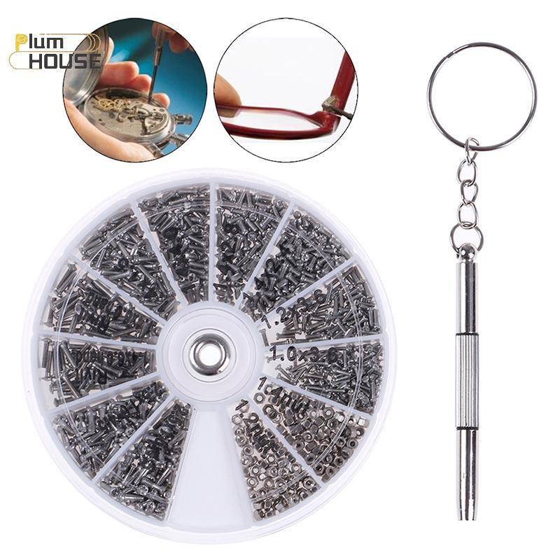 PlumHOUSE 600 Chiếc Ốc Vít Nhỏ Đai Ốc + Tua Vít Đồng Hồ Kính Mắt Kính Dụng Cụ Sửa Chữa Mới VN