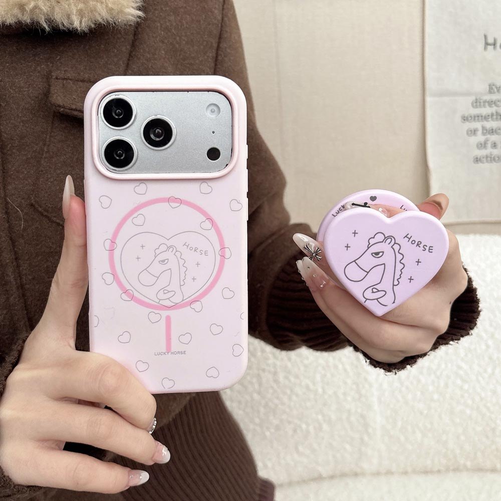 Ốp lưng TPU Tương thích với iPhone 13 14 14Pro 14ProMax 15 15Pro 15ProMax 16 16Pro 16ProMax 17 17Pro 17ProMax Vỏ nam châm họa tiết ngựa tình yêu