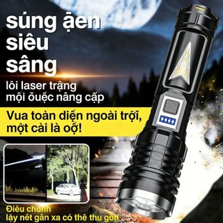 Đèn Pin LED Siêu Sáng với Zoom và Sáng Cạnh, Nhiều Chế Độ Chiếu Sáng Linh Hoạt, Tiện Dụng Cho Mọi Hoạt Động