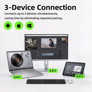 Bàn phím cảm ứng gập Goojodoq, bàn phím di động đa năng, kết nối Bluetooth 3 thiết bị