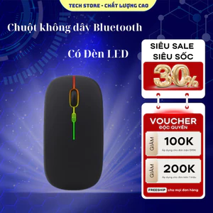 Chuột không dây Bluetooth tech store có đèn LED nền sạc lại được cho laptop/ điện thoại/ máy tính bảng Android