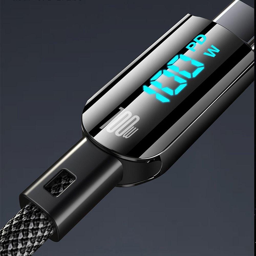 Cáp NKSFX Type C sang USB Type C, Cáp sạc nhanh màn hình kỹ thuật số 100W, Dây dữ liệu sạc nhanh tốc độ cao có thể nhìn thấy
