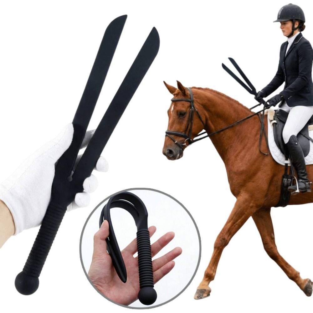 LACYES Đua Xe Crop, 38cm Có Tay Cầm Cưỡi Ngựa Roi, Quà Tặng Silicon Đen Chống Mài Mòn Cưỡi Ngựa Crops Ngựa Show