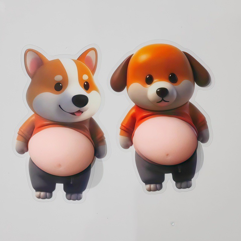 SQ3 Bụng Lớn Shiba Inu Corgi Silicon Mềm Xe Chống Va Chạm Miếng Dán Nhà Chống Va Chạm Đồ Chơi Squishy QS3