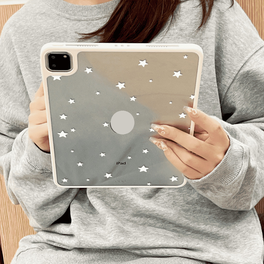 Ốp Lưng Cứng Acrylic Trắng Ngôi Sao Cho Mini6 Mini7 A17Pro IPad 5 6 7 8 9 10 11 A16 Air 2 3 4 5 6 Air 11 M2 M3 Pro10.5 Pro11 2018 2020 2021 2022 M4 M5 Pro13 2024 2025