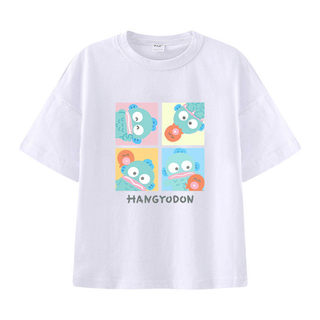 Áo thun in hình hoạt hình bốn mặt, một mặt, họa tiết cá hề Hanton với nhiều biểu cảm khác nhau, phong cách thường ngày.