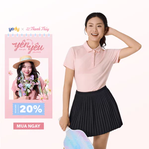 Áo polo thể thao nữ YODY Ponte Roma Cool in họa tiết mát mẻ thoải mái co giãn tốt WAPO25A473