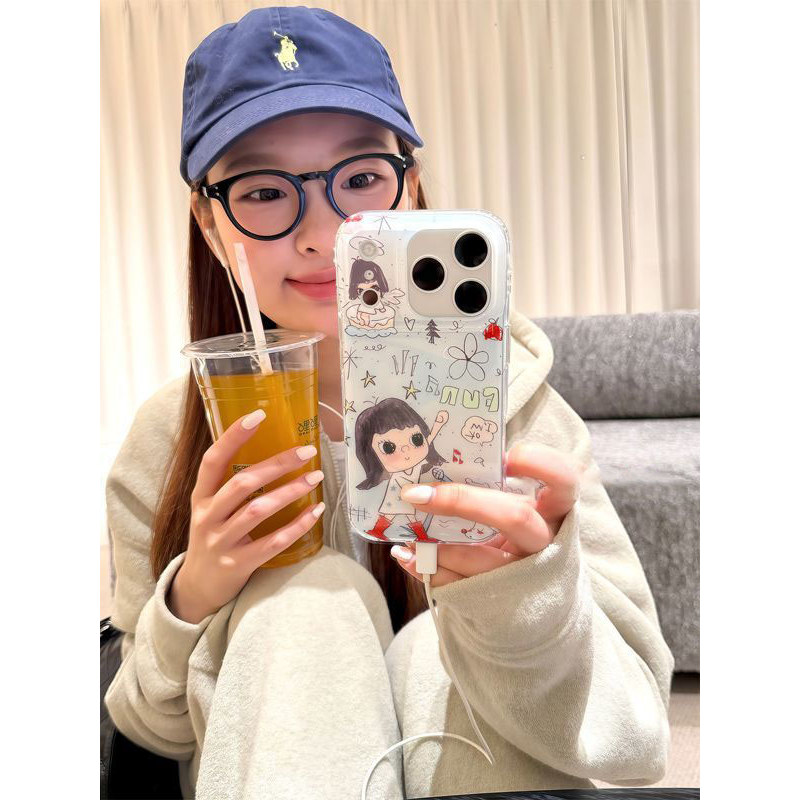 Doodle Star cho 16 trường hợp iPhone 17Air Double Layer 14 13 11Pro