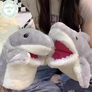 PUSKY 22cm Dễ Thương Cá Mập Nhỏ Tay Con Rối Găng Tay Sang Trọng Đồ Chơi Động Vật Tay Con Rối Cá Mập Cánh Tay Mở Miệng Găng Tay Búp Bê Trẻ Em Quà Tặng Sinh Nhật VN