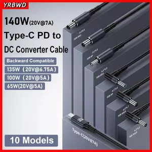 Dây chuyển đổi USB Type C sang DC 140W PD - Cáp sạc nhanh chuyên nghiệp 20V 7A cho Laptop Dell/Asus/HP - Chip Emark 5.5x2.5mm 180cm
