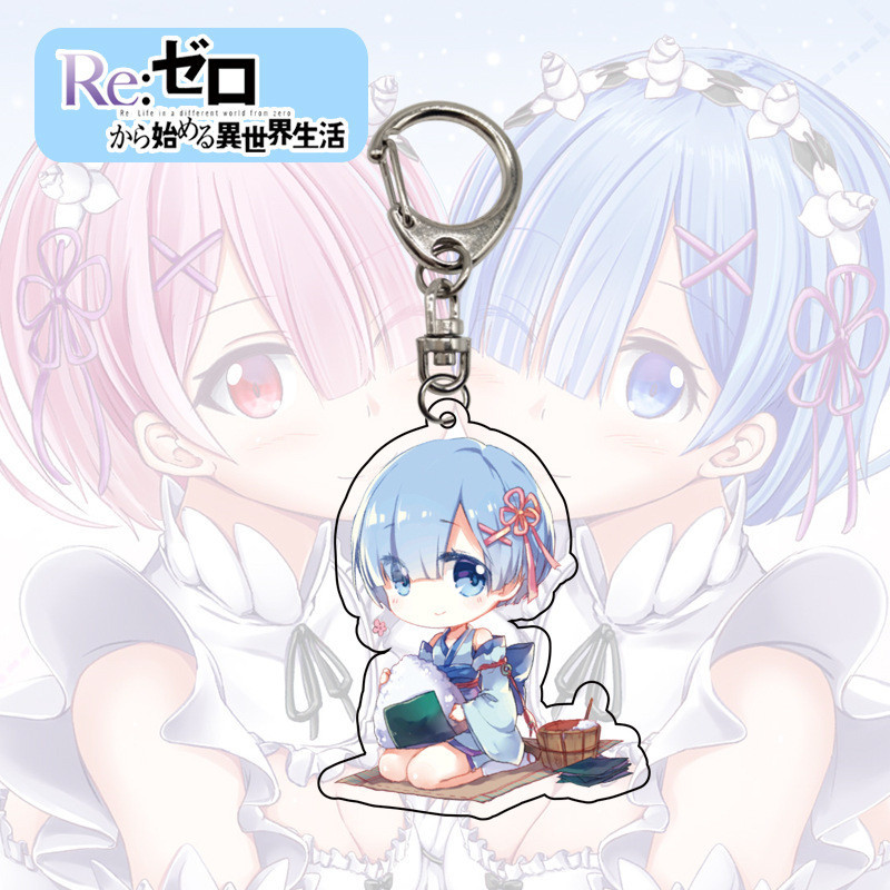 Móc khóa acrylic Anime RE:Zero -Starting World in Another World trong suốt acrylic Rem Ram mặt dây chuyền