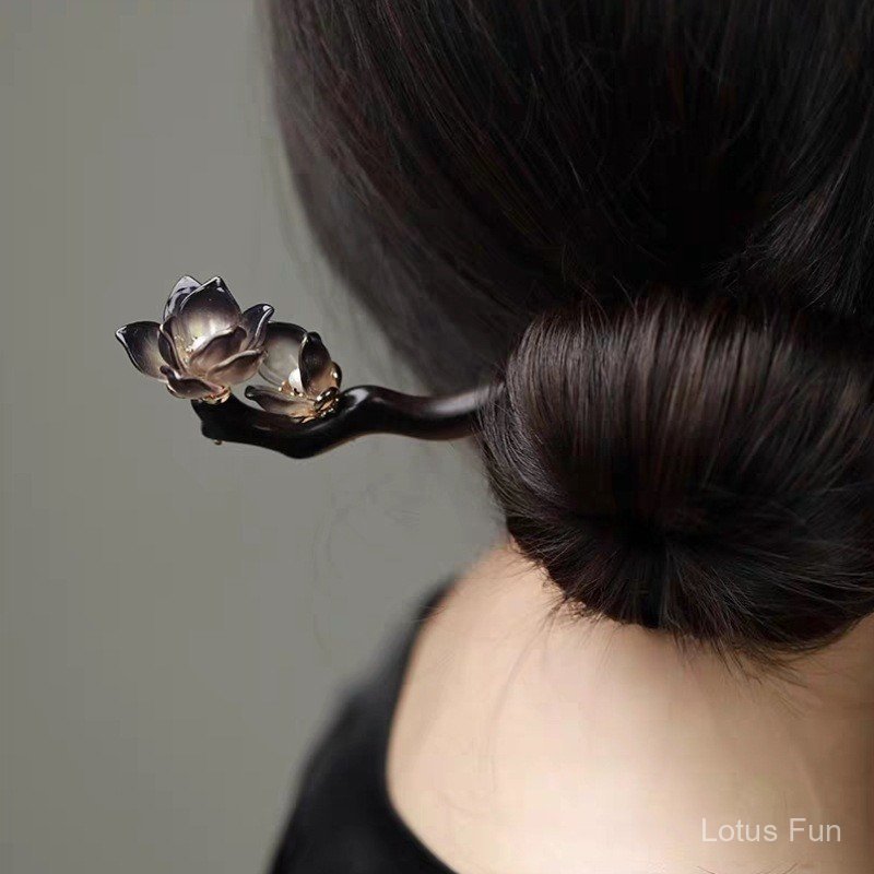 Kẹp tóc gỗ đàn hương handmade phong cách cổ điển Trung Quốc, phù hợp với hanfu và phụ kiện tóc
