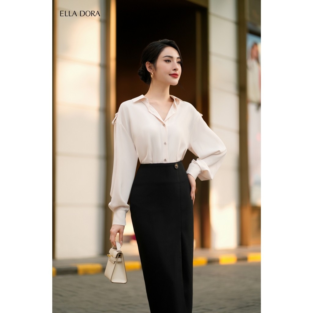 Chân váy ELLA DORA thiết kế đắp tà 1 cúc form bút chì tôn dáng thanh lịch phong cách công sở [CV137]