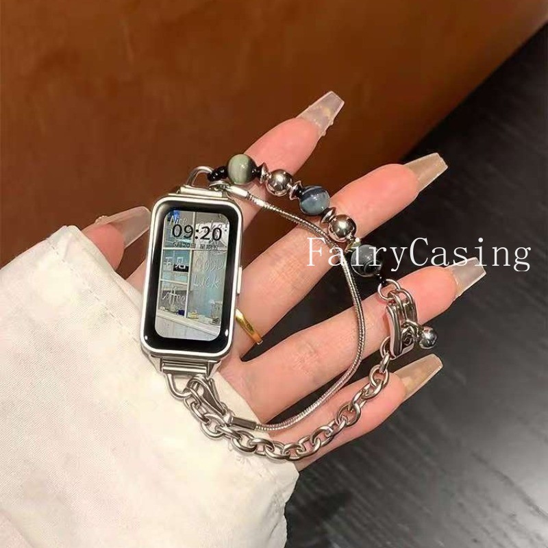 Hạt kim loại thời trang Thích hợp cho Huawei Watch Fit3 Fit4 4pro Dây đeo và Huawei Band 8 9 10 11 pro NFC Dây đeo thủ công