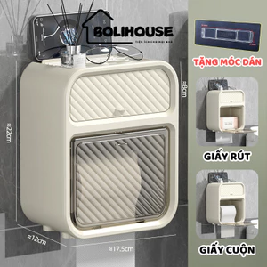 Hộp đựng giấy vệ sinh 2 tầng treo tường đa năng, hộp đựng giấy rút - BOLI HOUSE