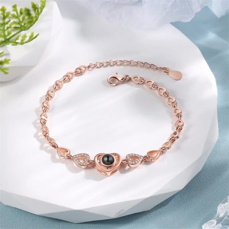 Vòng Tay Hình Trái Tim Kim Cương Khảm - Phù Hợp Nam Nữ