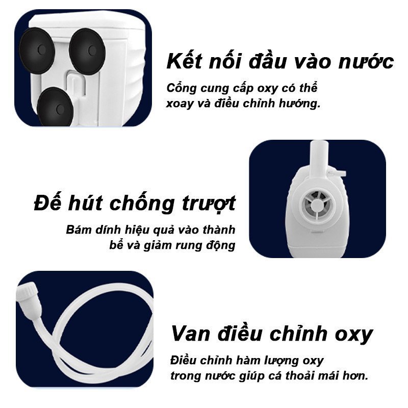Máy lọc bể cá 3 trong 1 lọc nước tăng oxy hút tuần hoàn nhựa ABS cao cấp bền phù hợp bể cá cảnh nhỏ