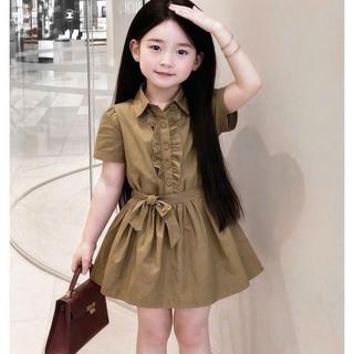 V43-[tomnaukids] Váy xòe phối bèo màu NÂU cột dây cho bé size từ 12-38Kg