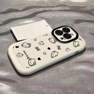 Ốp lưng IPhone 17 16 15 14 13 12 11 Pro Max XRXSMax 78 Plus Đen dòng KT Cub Puff trường hợp điện thoại