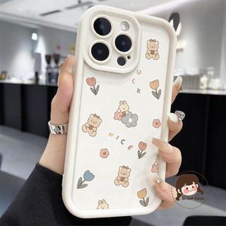 Ốp Điện Thoại Màu Trơn Gấu Dễ Thương Cho OnePlus 15 13 13R 13S 12 12R 11 11R 10R 9R 8T ACE 5 3 3V 2 2V Pro 5G Vỏ Hoạt Hình Đơn Giản Bảo Vệ Ống Kính Hoa Tulip Chống Rơi Ốp Lưng Mềm