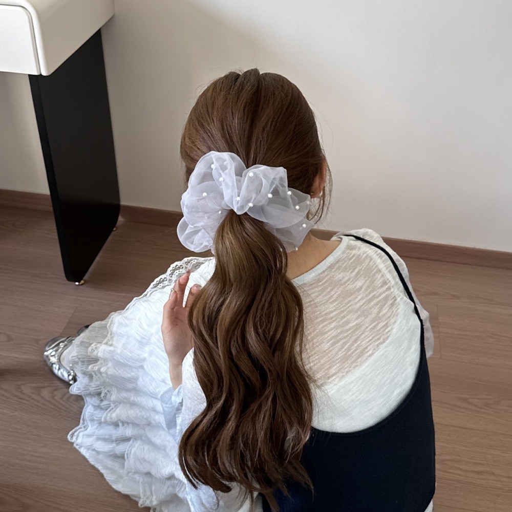 Dây buộc tóc ren ngọc trai phong cách mới, ngọt ngào - Phụ kiện tóc cao cấp