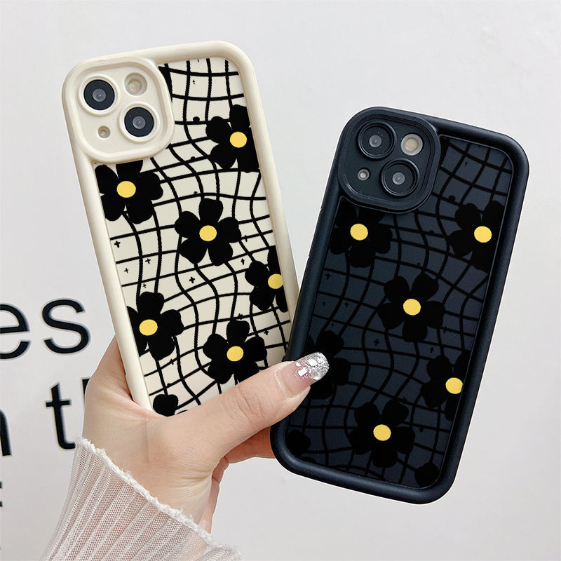 Ốp Lưng Tương Thích Cho iPhone 17 Air 16 15 14 13 12 11 Pro X XR XS Max SE 2020 6 6S 7 8 Plus Chống Rơi Thiên Thần Thiết Kế Mắt Họa Tiết Hoa Đen JGS213