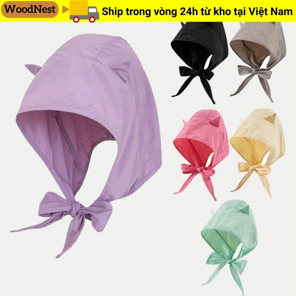 Mũ chui đầu dây đeo WOODNEST, Mũ trùm đầu quỷ nhỏ bằng vải Polyester, Mũ chống nắng màu trơn nhanh khô thời trang ngộ nghĩnh cho bé gái