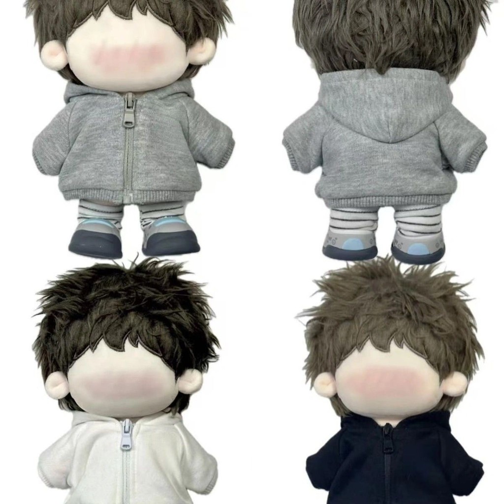 10cm Cotton Quần Áo Búp Bê Quần Áo Cho Bé Không Thuộc Tính Dạo Phố Có Mũ Trùm Đầu Áo Đen Trắng Xám Nghệ Thuật Đơn Giản Quần Áo Bé 3.14