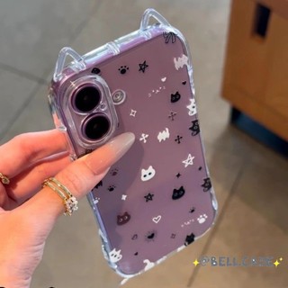 Ốp lưng IPhone 17 16 15 14 13 12 11 Pro Max XRXSMax 78 Plus Dễ thương đen trắng mèo tai mèo trường hợp điện thoại