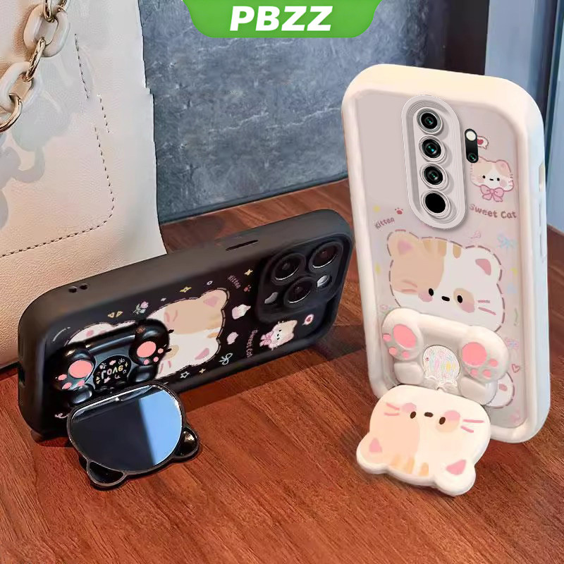 Ốp Lưng Cho redmi note 8 pro redmi note 8 Vỏ Điện Thoại Vỏ Mềm Silicon Chống Sốc Thiết Kế Mới Thẩm Mỹ Hoạt Hình Mèo Có Giá Đỡ Cho Gương JTMMZJ01
