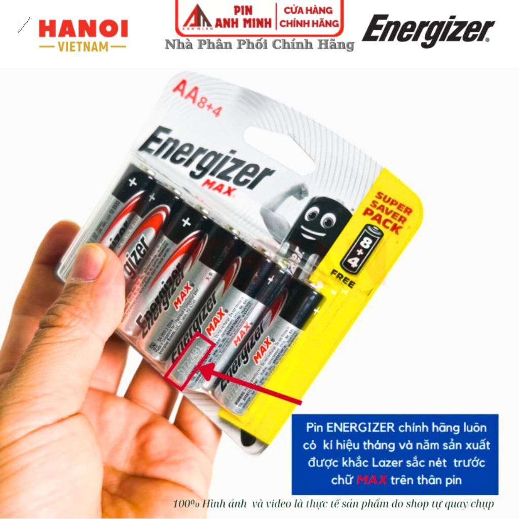 [Vỉ 12 viên] Pin Alkaline Energizer AA / AAA Tiểu, Đũa Pin Kiềm LR6 LR03 E91 E92 Chính Hãng Siêu Bền