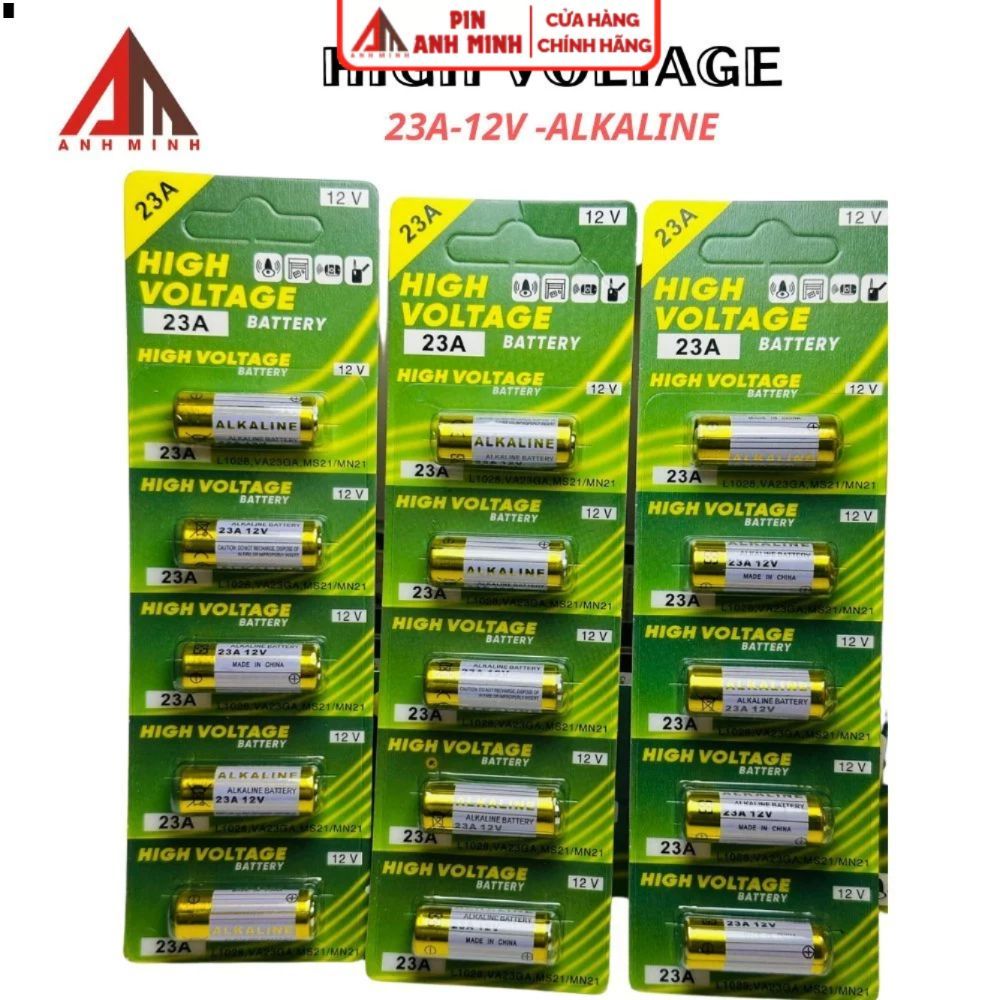 Vỉ 5 Viên Pin A23 12V Dung Lượng Cao 23A L1028 VR22 cho điều khiển cửa cuốn,chuông cửa,còi báo động NB01