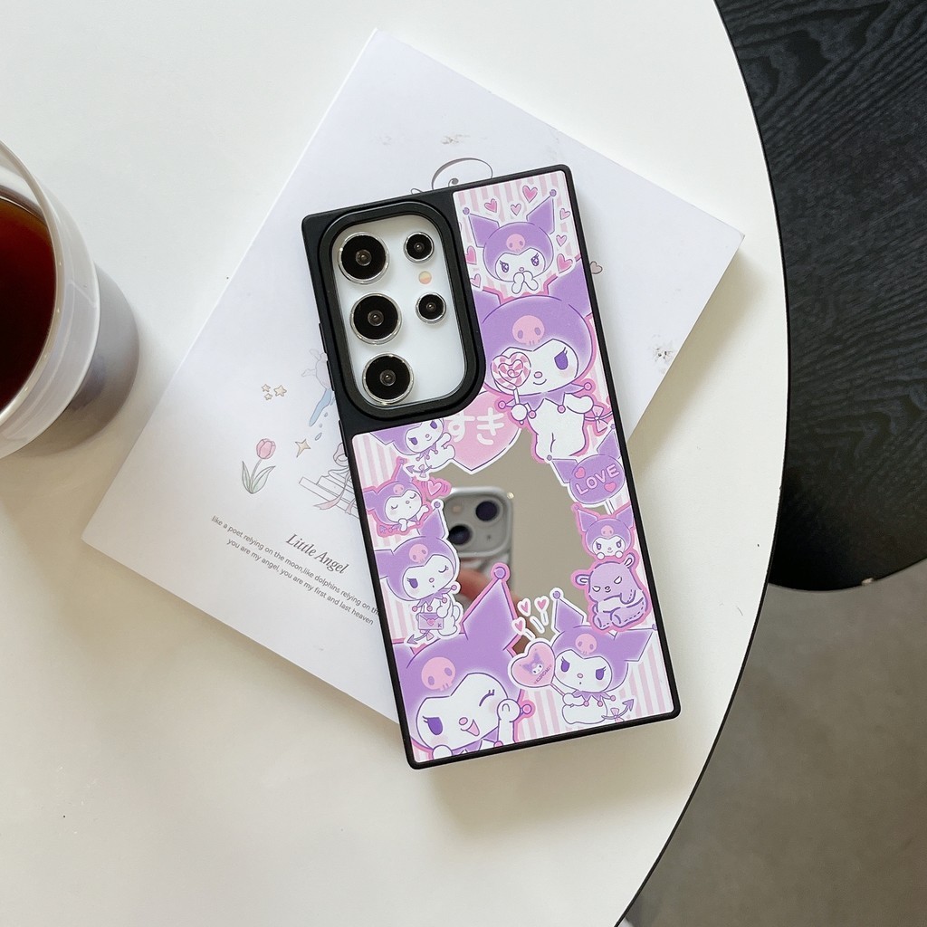 Gương không logo từ tính Dễ thương Kuromi Melody KAWAII Phim hoạt hình Nhật Bản Anime Vỏ cứng Tương thích cho Samsung S26 Ultra Plus S25 / S24 / S23