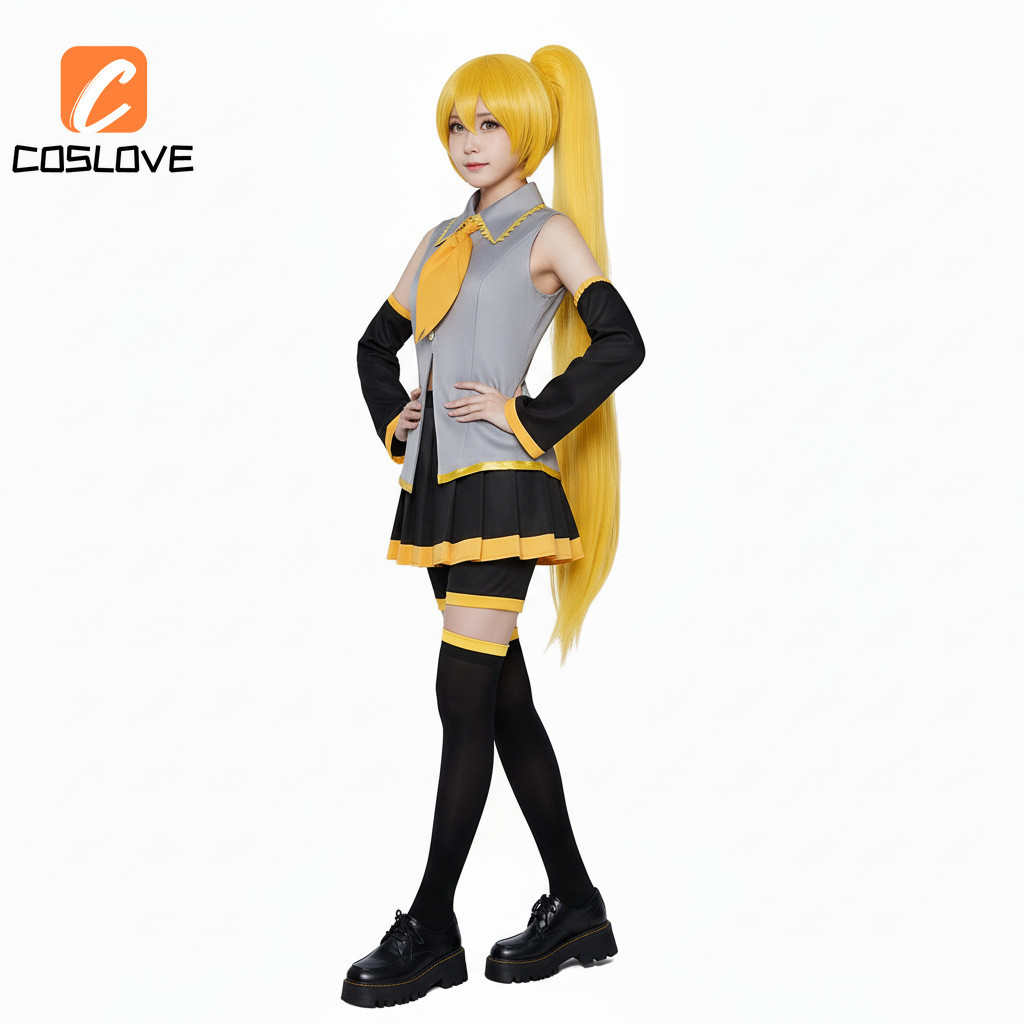 Vocaloid Akita Neru - Quần Áo Cosplay Bộ Hoàn Chỉnh Màu Vàng, Thích Hợp Biểu Diển và Party