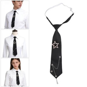 XGB Sinh Viên Pre Buộc Cà Vạt Cổ Preepy Nhìn Ngọc Trai Ngôi Sao Kim Loại Dây Xích Tối Cà Vạt Cravat Cổ Đeo Phụ Kiện