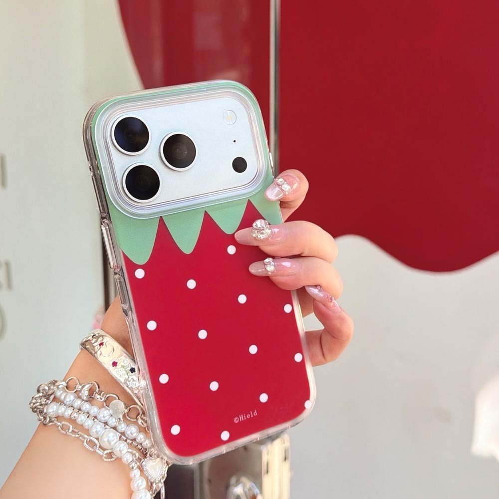 Ốp Lưng Cứng Tương Thích Với iPhone 13 14 14Pro 14ProMax 15 15Pro 15ProMax 16 16Pro 16ProMax 17 17Pro 17ProMax Ốp Họa Tiết Dâu Đỏ