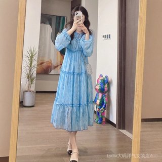 [Giảm giá 10% trong thời gian có hạn] Seckill Size Lớn Chất Lượng Cao Phong Cách Phương Tây Nữ Phong Cách Mới Trà Cổ Chữ v Đầm Dài Tay Nữ Rời Đầu Mùa Xuân Eo Ôm Hơn Nhìn Kỳ Nghỉ Một