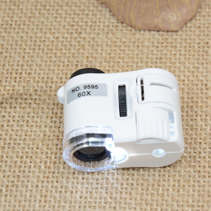 Kính hiển vi di động 60X cho điện thoại kiểm tra linh kiện Kính lúp kẹp điện thoại، Phóng To 60X،Có đèn LED trợ sáng