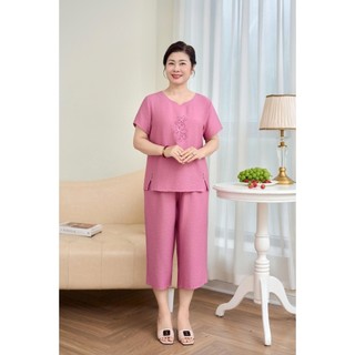 Đồ bộ mặc nhà nữ trung niên mềm mại, thoáng mát linen mềm mại, thoáng mát SUNFLY SP2256